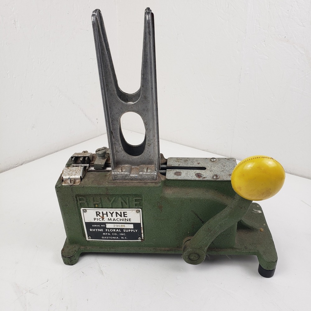 Vintage Rhyne Floral Supply Pick Machine Green Cast Iron Manual Tool No Weight